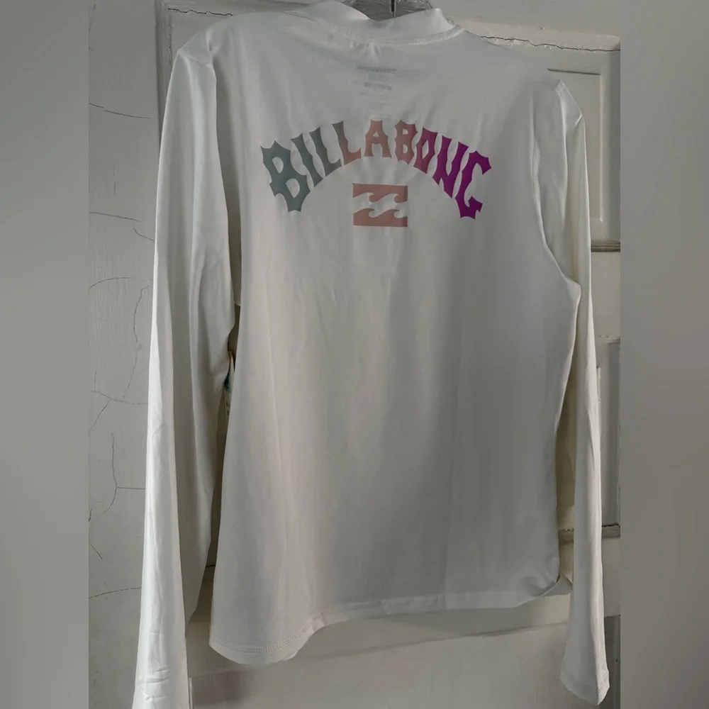 Billabong Long Sleeve Sun shirt/rashguard. Classic Style. Color: white. Size XL - Picture 4 of 5